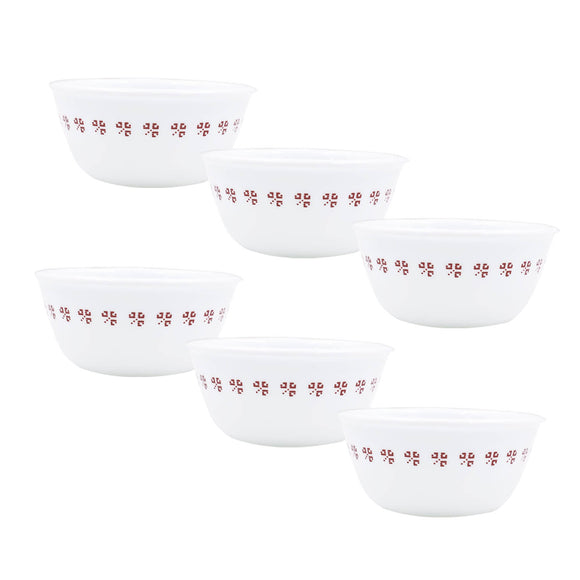 Corelle Scarlet Clover 177ml Katori / Ramekin Bowl Pack Of 6 | Break & Chip Resistant | Lightweight & Durable | Microwave & Dishwasher Safe