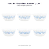 Corelle Skyline Bay Garden 177ml Katori / Ramekin Bowl Pack Of 6 | Break & Chip Resistant | Lightweight & Durable | Microwave & Dishwasher Safe