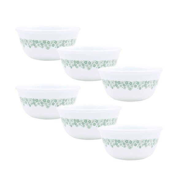 Corelle Spring Blossom Mint 177ml Katori / Ramekin Bowl Pack Of 6 | Break & Chip Resistant | Lightweight & Durable | Microwave & Dishwasher Safe