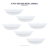 Corelle Denham 296ml Veg/Des Bowl Pack Of 6 | Break & Chip Resistant | Lightweight & Durable | Microwave & Dishwasher Safe