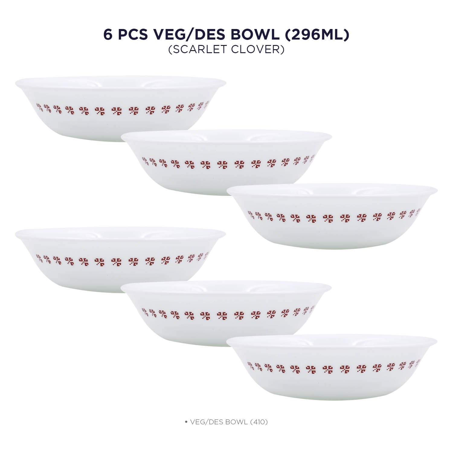 Corelle Scarlet Clover 296ml Veg/Des Bowl Pack Of Break Chip