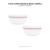 Corelle Scarlet Clover 828ml Curry / Noodle Bowl Pack Of 2 | Break & Chip Resistant | Lightweight & Durable | Microwave & Dishwasher Safe