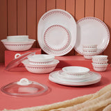 Corelle Scarlet Clover - 4 Pcs Bachelor Set (K) | For Family of 2| Break & Chip Resistant | Lightweight & Durable | Microwave & Dishwasher Safe