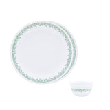 Corelle Spring Blossom Mint - 4 Pcs Bachelor Set (K) | For Family of 2| Break & Chip Resistant | Lightweight & Durable | Microwave & Dishwasher Safe