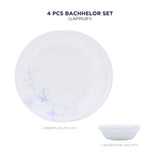 Corelle Lapinue1 - 4 Pcs Bachelor Set (VDB) | For Family of 2| Break & Chip Resistant | Lightweight & Durable | Microwave & Dishwasher Safe