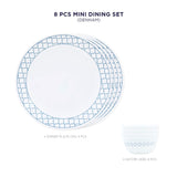 Corelle Denham Mini Dining Set (K) - 8 Pcs | For Family of 4 | Break & Chip Resistant |Lightweight & Durable | Microwave & Dishwasher Safe