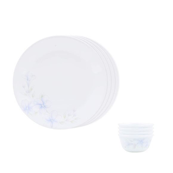 Corelle Lapinue1 - 8 Pcs Mini Dining Set (K) | For Family of 4| Break & Chip Resistant | Lightweight & Durable | Microwave & Dishwasher Safe