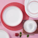 Corelle Scarlet Clover - 8 Pcs Mini Dining Set (K) | For Family of 4| Break & Chip Resistant | Lightweight & Durable | Microwave & Dishwasher Safe