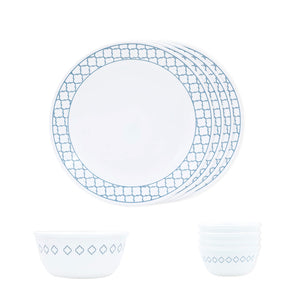 Corelle Denham Mini Dining Set - 9 Pcs | For Family of 4 | Break & Chip Resistant | Lightweight & Durable | Microwave & Dishwasher Safe