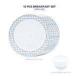 Corelle Denham Breakfast Set - 12 Pc | For Family of 6 | Break & Chip Resistant | Lightweight & Durable | Microwave & Dishwasher Safe