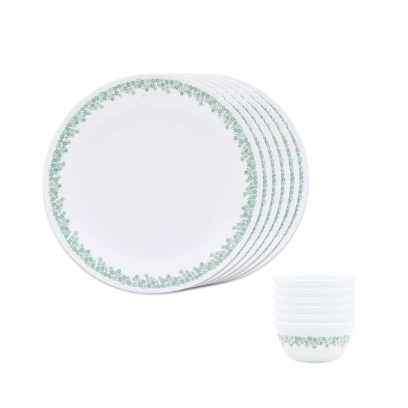 Corelle Spring Blossom Mint - 12 Pc Breakfast Set | For Family of 6| Break & Chip Resistant | Lightweight & Durable | Microwave & Dishwasher Safe