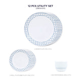 Corelle Denham Breakfast Set - 12 Pc | For Family of 4 | Break & Chip Resistant | Lightweight & Durable | Microwave & Dishwasher Safe