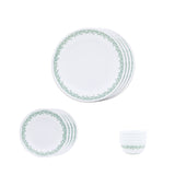 Corelle Spring Blossom Mint - 12 Pc Breakfast Set | For Family of 4| Break & Chip Resistant | Lightweight & Durable | Microwave & Dishwasher Safe