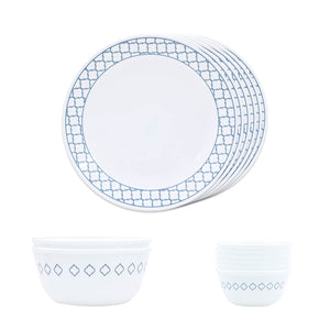 Corelle Denham Dinner Set - 14 Pcs | For Family of 6 | Break & Chip Resistant | Lightweight & Durable | Microwave & Dishwasher Safe