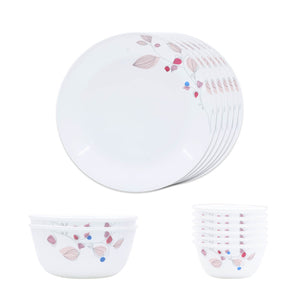 Corelle Pink Breeze1 Dinner Set - 14 Pcs | For Family of 6 | Break & Chip Resistant | Lightweight & Durable | Microwave & Dishwasher Safe