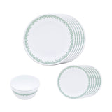 Corelle Spring Blossom Mint Dinner Set - 14 Pcs | For Family of 6 | Break & Chip Resistant | Lightweight & Durable | Microwave & Dishwasher Safe