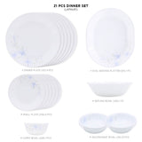 Corelle Lapinue1 - 21 Pcs Dinner Set | For Family of 6| Break & Chip Resistant | Lightweight & Durable | Microwave & Dishwasher Safe