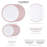 Corelle Livingware Round Scarlet Clover 21 Pcs Dinner Set