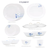 Corelle Blue Floral Dinner Set - 30 Pcs | For Family of 6 | Break & Chip Resistant | Lightweight & Durable | Microwave & Dishwasher Safe