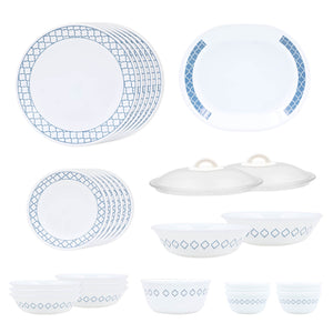 Corelle Denham Dinner Set - 30 Pcs |  For Family of 6 | Break & Chip Resistant | Lightweight & Durable | Microwave & Dishwasher Safe