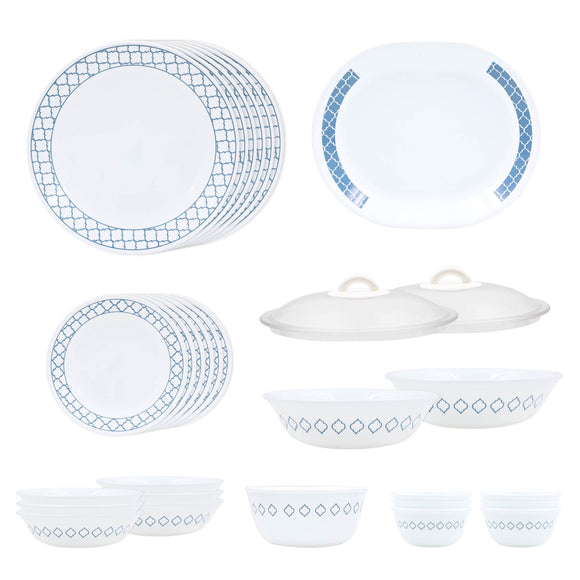 Corelle Denham Dinner Set - 30 Pcs |  For Family of 6 | Break & Chip Resistant | Lightweight & Durable | Microwave & Dishwasher Safe