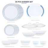 Corelle Denham Dinner Set - 30 Pcs |  For Family of 6 | Break & Chip Resistant | Lightweight & Durable | Microwave & Dishwasher Safe