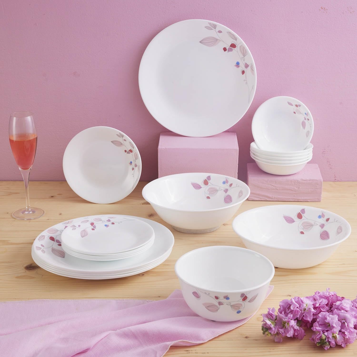 Corelle Pink Breeze1- 30 Pcs Dinner Set For Family of 6| Break