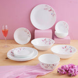 Corelle Pink Breeze1- 30 Pcs Dinner Set | For Family of 6| Break & Chip Resistant | Lightweight & Durable | Microwave & Dishwasher Safe