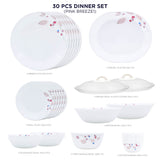 Corelle Pink Breeze1- 30 Pcs Dinner Set | For Family of 6| Break & Chip Resistant | Lightweight & Durable | Microwave & Dishwasher Safe