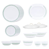 Corelle Spring Blossom Mint - 30 Pcs Dinner Set | For Family of 6| Break & Chip Resistant | Lightweight & Durable | Microwave & Dishwasher Safe