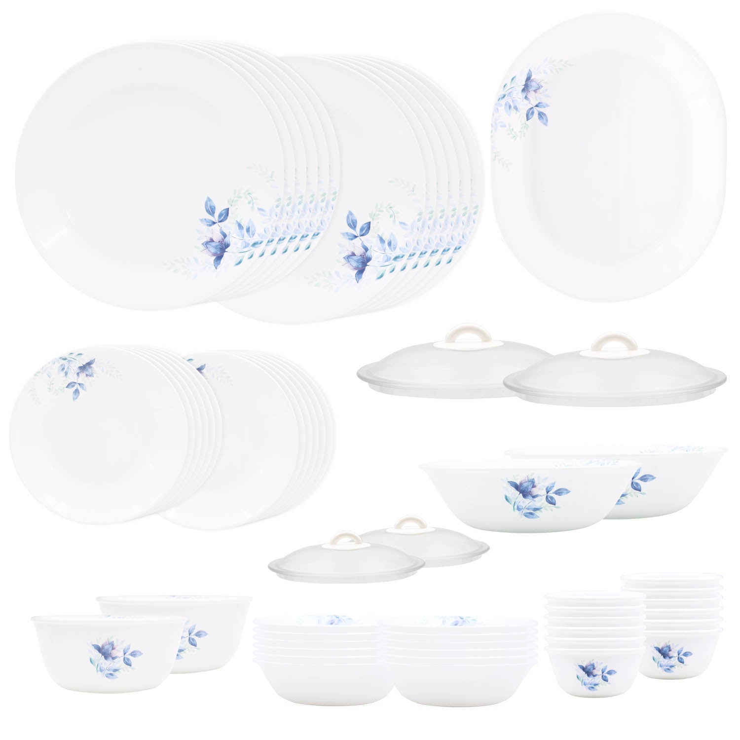 Corelle Blue Floral Dinner Set 57 Pcs For Family of 12 Break