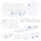 Corelle Blue Floral Dinner Set - 57 Pcs | For Family of 12 | Break & Chip Resistant | Lightweight & Durable | Microwave & Dishwasher Safe