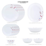 Corelle Pink Breeze1 - 57 Pcs Dinner Set | For Family of 12| Break & Chip Resistant | Lightweight & Durable | Microwave & Dishwasher Safe