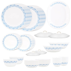 Corelle Skyline Bay Garden - 57 Pcs Dinner Set | For Family of 12| Break & Chip Resistant | Lightweight & Durable | Microwave & Dishwasher Safe