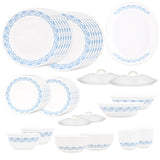 Corelle Skyline Bay Garden - 57 Pcs Dinner Set | For Family of 12| Break & Chip Resistant | Lightweight & Durable | Microwave & Dishwasher Safe