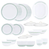 Corelle Spring Blossom Mint - 57 Pcs Dinner Set | For Family of 12| Break & Chip Resistant | Lightweight & Durable | Microwave & Dishwasher Safe