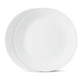 CORELLE WINTER FROST WHITE 21.59 CM Medium Plate for Snacking & Dining | Pack of 2  | Vitrelle Triple Layer Glass| Lightweight |1-year warranty on chips, breaks & scratches