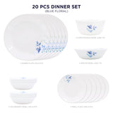 Corelle Livingware Round Blue Floral 20 Pcs Dinner Set