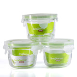 Snapware by Corelle Leak-Proof Glass Storage Container with Air-Tight Lid, Microwave and Oven Safe, Round, 150ML, Green