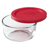 Pyrex-2Cup/473ml Round with plastic Red lid