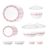 Corelle Livingware Round Red Trellis 30 Pcs Dinner Set