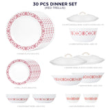 Corelle Livingware Round Red Trellis 30 Pcs Dinner Set
