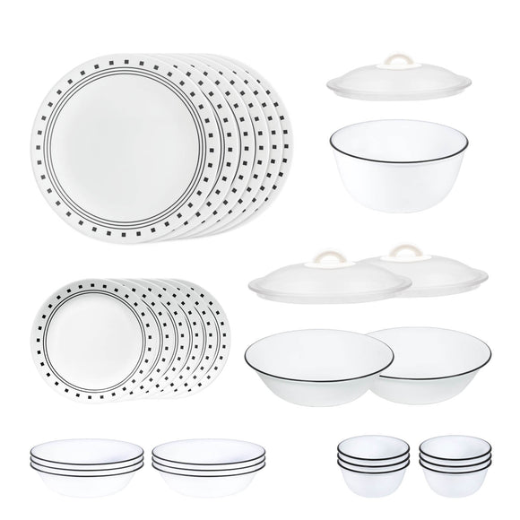 Corelle Livingware Round City Block 30 Pcs Dinner Set
