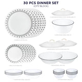 Corelle Livingware Round City Block 30 Pcs Dinner Set