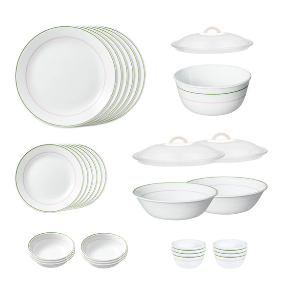Corelle Livingware Round Double Ring Green 30 Pcs Dinner Set