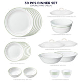 Corelle Livingware Round Double Ring Green 30 Pcs Dinner Set