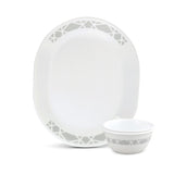 CORELLE MODENA Serving Dish Platter with 2 Bowl | Ideal for Snacks/Appetizer/Tandoori Kababs/Fish Fry/Chicken Tikka/Party & Homeuse | Vitrelle Triple Layer Glass| Lightweight |1-year warranty on chips, breaks & scratches