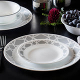 CORELLE MODENA 18 PCS Dinner Set| For Family of 6| Plates & Bowls for Dining| Including 6 Dinner Plate, 6 Small Plate & 6 Vegetable  Bowl | Vitrelle Triple Layer Glass| Lightweight |1-year warranty on chips, breaks & scratches