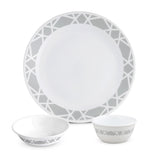CORELLE MODENA Dinner Set of 3 (1 Dinner Plates, 1 Small Bowls & 1 Medium Bowl ) for Everyday Meal, Curry, Dal, Rotis, Pasta, Salads | Vitrelle Triple Layer Glass| Lightweight |1-year warranty on chips, breaks & scratches