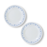 CORELLE MORNING BLUE 17CM Small Rounded Plate for Snacking & Dining | Pack of 2| Vitrelle Triple Layer Glass| Lightweight |1-year warranty on chips, breaks & scratches